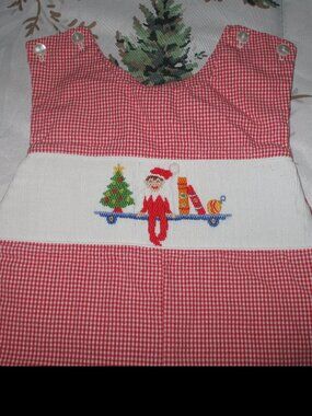 Smocked Elf on the Shelf Christmas Anavini longall jon jon  18m